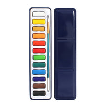 Load image into Gallery viewer, 24 Colors Tin Metal Box of Solid Watercolor Paint Set with Brush