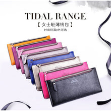 Load image into Gallery viewer, Ms. 2 fold thin fashion long solid color wallet