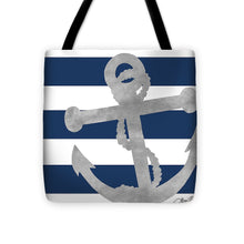 Load image into Gallery viewer, Silver Coastal On Blue Stripe I Tote Bag