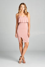 Load image into Gallery viewer, Women's Sleeveless Ruffle Front Slit Bodycon Dress