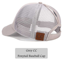 Load image into Gallery viewer, 2018 CC Glitter Ponytail Baseball Cap Women Snapback Hat Summer Messy Bun Mesh Hats Casual Adjustable Sport Caps Drop Shipping