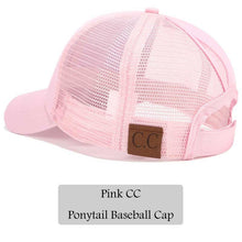Load image into Gallery viewer, 2018 CC Glitter Ponytail Baseball Cap Women Snapback Hat Summer Messy Bun Mesh Hats Casual Adjustable Sport Caps Drop Shipping