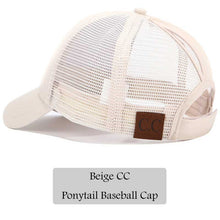 Load image into Gallery viewer, 2018 CC Glitter Ponytail Baseball Cap Women Snapback Hat Summer Messy Bun Mesh Hats Casual Adjustable Sport Caps Drop Shipping