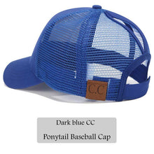 Load image into Gallery viewer, 2018 CC Glitter Ponytail Baseball Cap Women Snapback Hat Summer Messy Bun Mesh Hats Casual Adjustable Sport Caps Drop Shipping