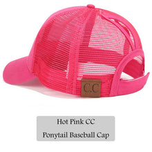 Load image into Gallery viewer, 2018 CC Glitter Ponytail Baseball Cap Women Snapback Hat Summer Messy Bun Mesh Hats Casual Adjustable Sport Caps Drop Shipping