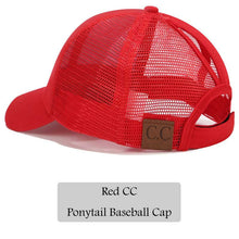 Load image into Gallery viewer, 2018 CC Glitter Ponytail Baseball Cap Women Snapback Hat Summer Messy Bun Mesh Hats Casual Adjustable Sport Caps Drop Shipping