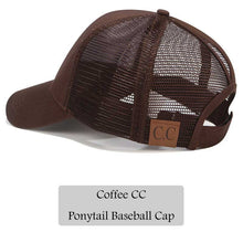 Load image into Gallery viewer, 2018 CC Glitter Ponytail Baseball Cap Women Snapback Hat Summer Messy Bun Mesh Hats Casual Adjustable Sport Caps Drop Shipping