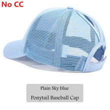 Load image into Gallery viewer, 2018 CC Glitter Ponytail Baseball Cap Women Snapback Hat Summer Messy Bun Mesh Hats Casual Adjustable Sport Caps Drop Shipping