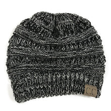 Load image into Gallery viewer, Solid Color CC Ponytail Beanie Hat Women Crochet Knit Cap Winter Skullies Beanies Warm Caps Female Knitted Stylish Hats