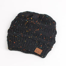 Load image into Gallery viewer, Solid Color CC Ponytail Beanie Hat Women Crochet Knit Cap Winter Skullies Beanies Warm Caps Female Knitted Stylish Hats