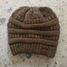 Load image into Gallery viewer, Solid Color CC Ponytail Beanie Hat Women Crochet Knit Cap Winter Skullies Beanies Warm Caps Female Knitted Stylish Hats