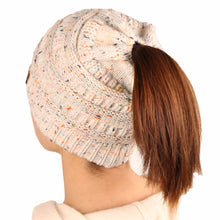 Load image into Gallery viewer, Solid Color CC Ponytail Beanie Hat Women Crochet Knit Cap Winter Skullies Beanies Warm Caps Female Knitted Stylish Hats